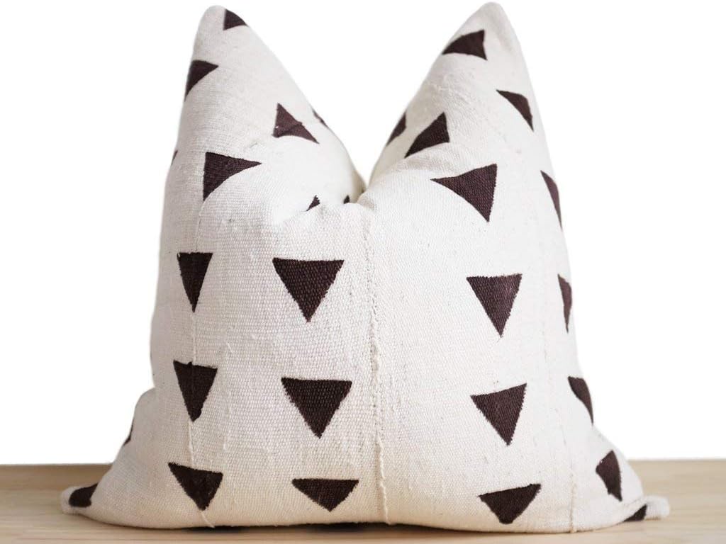 Em2342oe Mudcloth Pillow Cover Authentic African Mud Cloth Cream Brown 16x16 inch 40x40cm