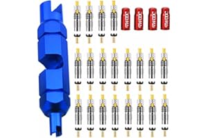 Aracey 20 Pieces Presta Valve Core 4 Pieces Alloy Presta Valve Caps with Valve Core Remover Tool