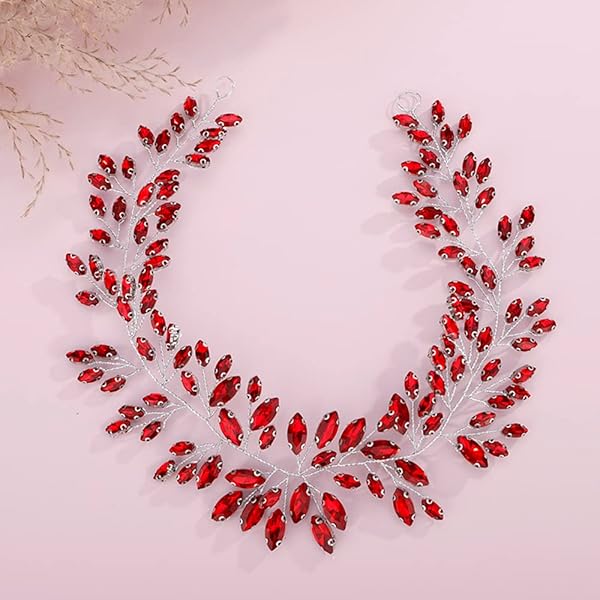 Teyglen Diadema Roja Con Diamantes De Imitación Para Boda