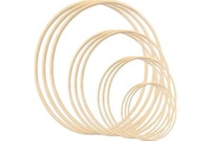 Gukasxi 12pcs Wooden Bamboo Floral Hoop Wreath Macrame Craft Dream Catcher Hoops Rings for DIY Weddding Wreath Decor, Macrame Dreamcatcher, Wall Hanging Crafts (6/8/10/12 inch)