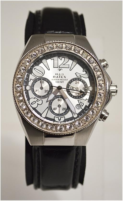 Wrist Watch | Women's | Rhinestone Crystal | Cash And Fund Steel | Leather Strap | MATEX