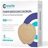 Conkote Sacral Silicone Foam Dressing 7‘’x 7‘’, Bed Sore Treatment Bandage for Sacrum, Box of 5 Dressings