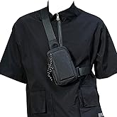 Large Crossbody Fanny Pack for Men Women, Crossbody Purse Belt Waist Pack with 4-Zipper Pockets Casual Phone Shoulder Bag Wallet Sling Cross Chest Pouch for Sports Hiking Travel Walking Running, Black