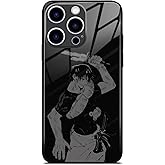 Anime Manga Case for iPhone 15 Unique Artwork Design Glossy Tempered Glass Silicone Shockproof Phone Shell