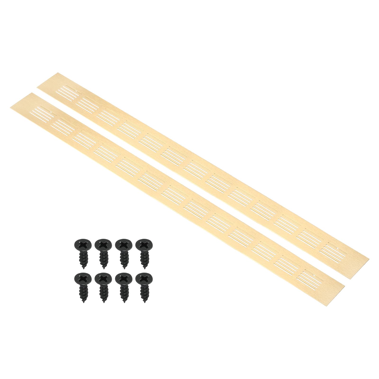 PATIKIL 20 x 2 Inch Door Air Vent Cover, 2pcs Aluminum Grille Ventilation Cover Louvered with Mounting Screws for Cabinet Wardrobe Door, Gold Tone
