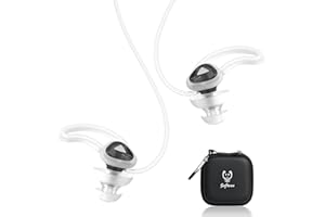 Softvox Ear Plugs for Swimming and Surfing with Lanyard, Block Out Water Let Sound in, Reusable Comfy Custom-fit Swimmer Earplugs for Snorkeling, Shower, Pool, Swim, Bath, Kayaking, incl Carry Case