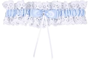 Gosknor Bridal Wedding Garter, Lace Elastic Bow Leg Thigh Garter Belt Wedding Accessory for Women Girls Bride Shower Party