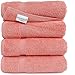 SALBAKOS 100% Turkish Cotton Bath Towel Set of 4 27x54 inch | Heirloom Quality | Hotel & Spa Collection | Ultra Soft, Super Absorbent, Long Lasting Bath Towels | Made in Turkey (Coral, 4 Bath Towels)