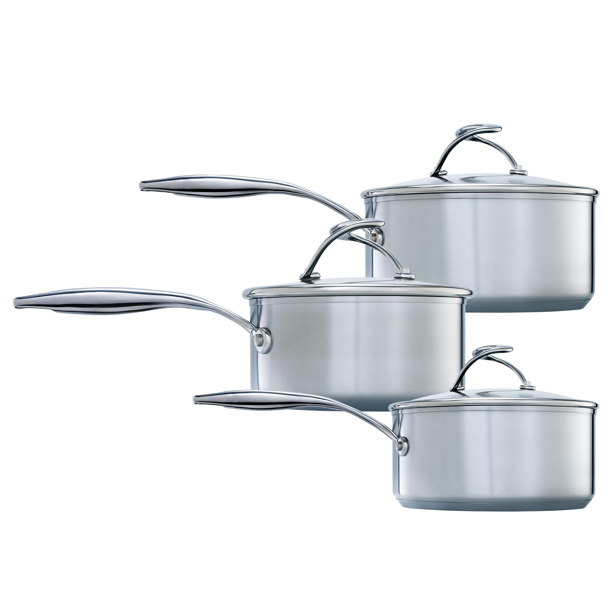 Circulon SteelShield Stainless Steel Saucepan Set of 3 - Induction Suitable Saucepans 16/18/20cm with Hybrid Non Stick, Glass Lids & Stay Cool Handles, Dishwasher Safe Cookware — image 1