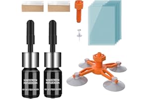 LOMEEN Windscreen Repair Kit, Windshield Repair Kit with Enhanced Injection Head, 2 Pack Windscreen Chip Repair Kit to Repair Scratches, Cracks, and Star-Shaped Crack