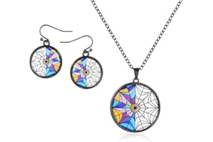 huiphong Wednesday Addams Necklace Earrings Set Web Window Halloween Costumes Accessories for Women Girls