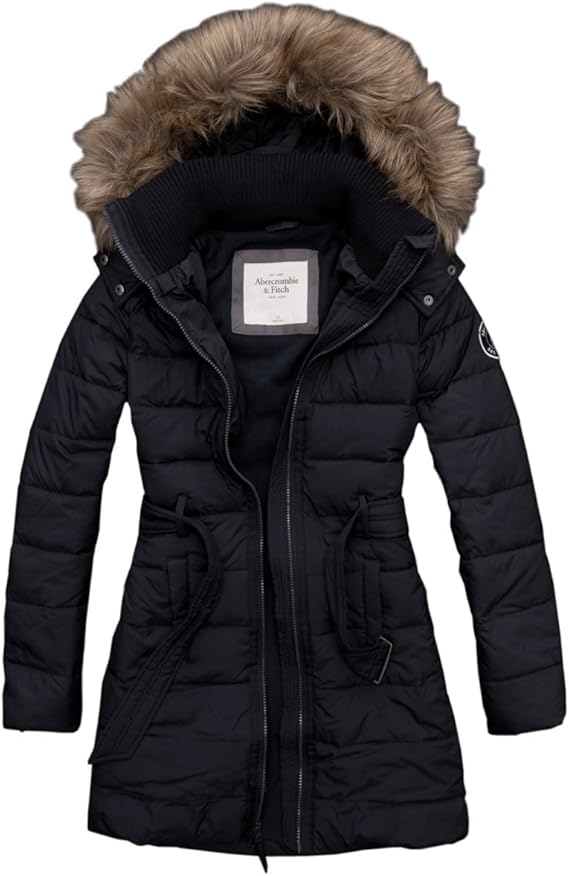 Amazon アバクロンビー フィッチ Abercrombie Fitch アバクロ ダウンコート レディース ファー付きフード ネイビー Mサイズ 並行輸入品 コート ジャケット 通販