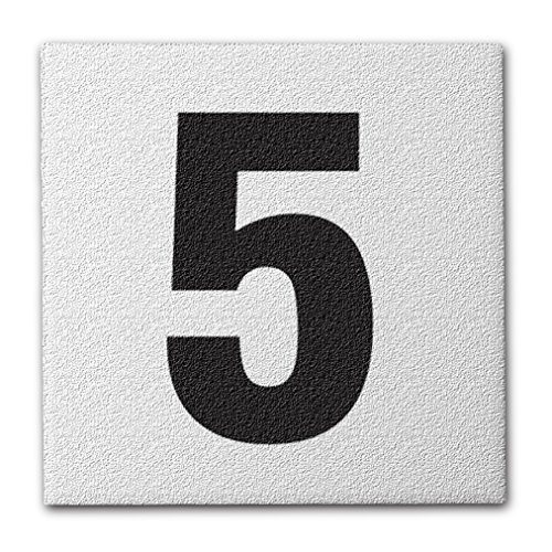 Ceramic Swimming Pool Deck Depth Marker " 5 " Abrasive Non-Slip Finish, 4 inch Font