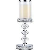 Candle Holder, Pillar Candle Holders, Crystal Candlesticks Holder for Wedding, Parties, Events, Chirstmas,Home Decor, Table Centerpieces CH048LD