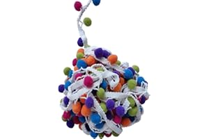 yoyo Pom Pom Trim 20 Yards 15 mm Rainbow Color Pom Pom Ball Fringe Trim for Sewing Accessory Decoration DIY Crafts Rainbow Color