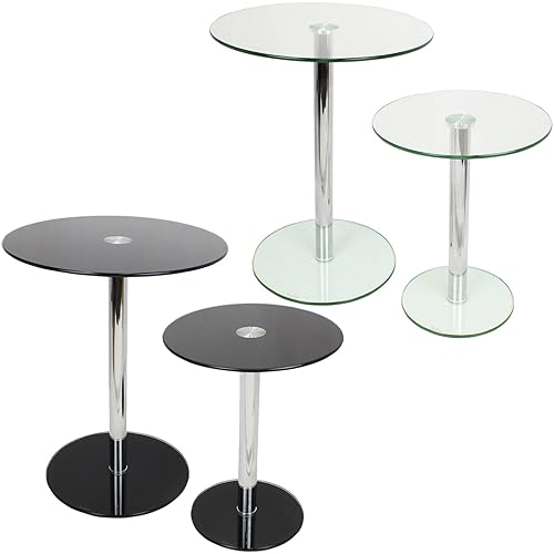 King Black Glass Decorative End Table Side Table Coffee Table, Round