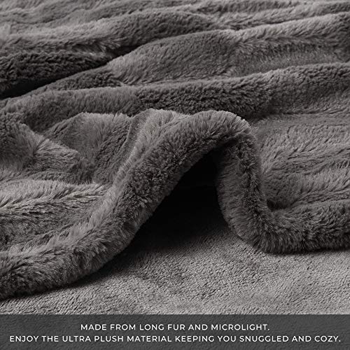 MP2 Heated Electric Throw Blanket Faux Fur to Microlight with 3 Heat Settings and 2 - Hour Auto Shut Off 50" x 60" Grey