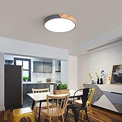 Vikaey Modern LED Ceiling Light, Minimalist Wood
