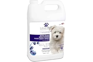 Lillian Ruff PRO Formula Berry Blue Brightening Pet Shampoo - Ultra-Hydrating Professional Whitening Dog Shampoo, Vivid Show-Quality Coat Enhancer, Tear Stain & Odor Eliminator - Vitamin B5 (Gallon)