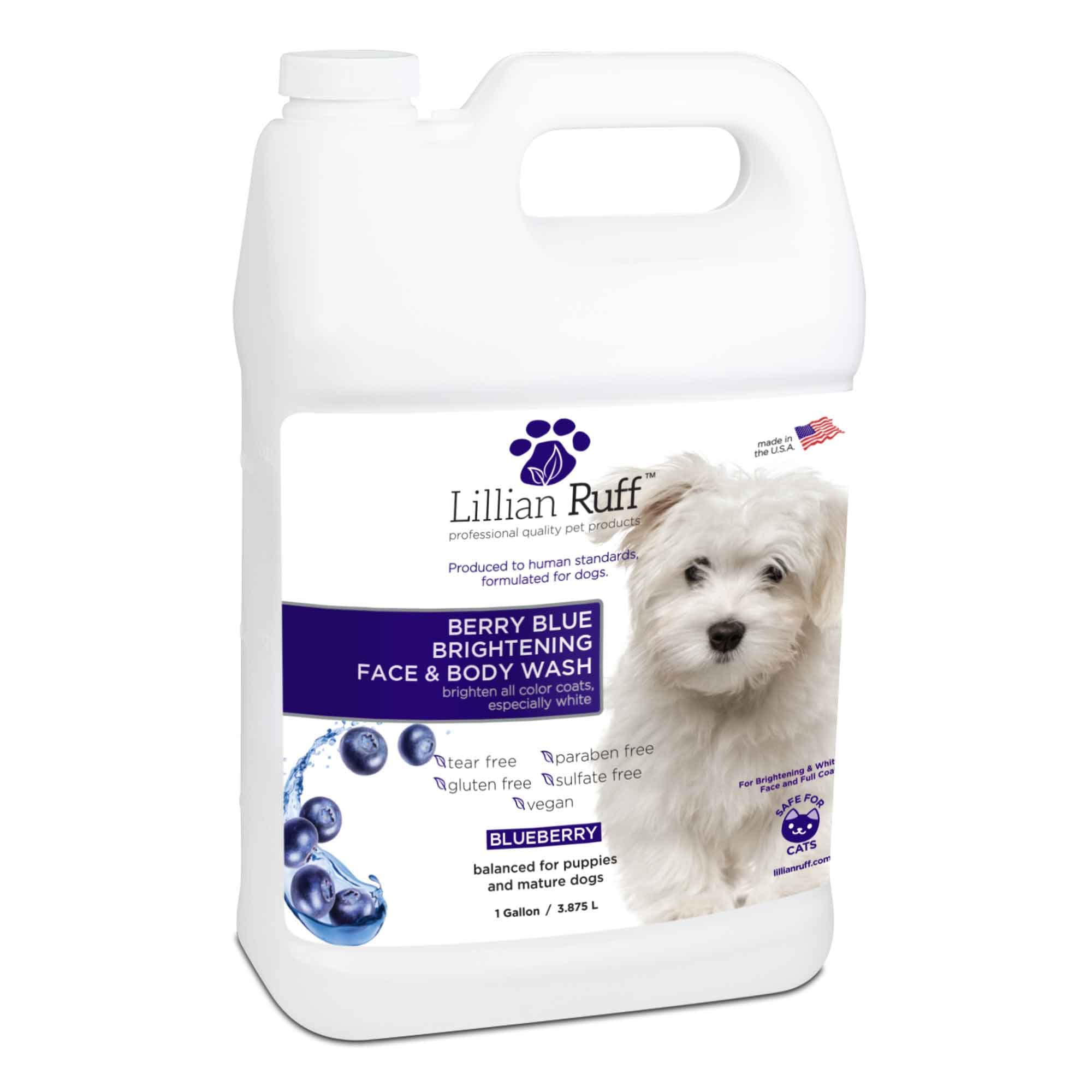 Photo 1 of Lillian Ruff PRO Formula Berry Blue Brightening Pet Shampoo - Ultra-Hydrating Professional Whitening Dog Shampoo, Vivid Show-Quality Coat Enhancer, Tear Stain & Odor Eliminator - Vitamin B5 (Gallon)