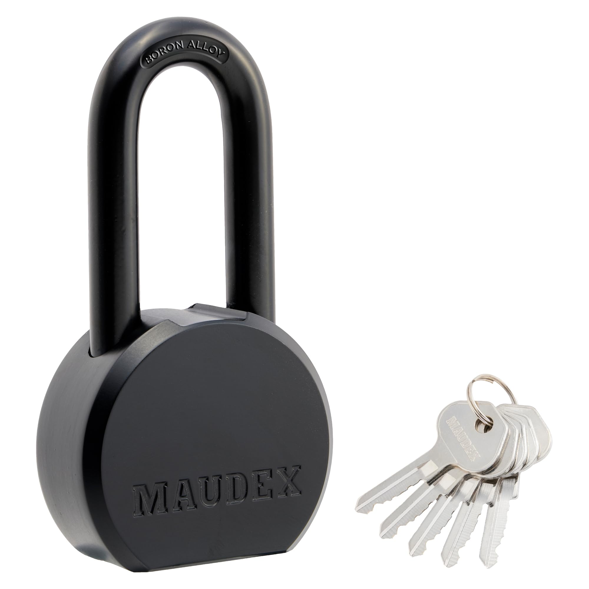 Maudex® PME65 Heavy Duty Padlock - High Security with Boron Alloy Shackle, Weatherproof Design, 5 Brass Keys. for Sheds, Gates, Containers & Outdoor Storage