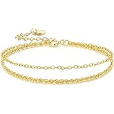 Gold Bracelets for Women 14K Gold Bracelets for Women Layered Bracelet for Womens Visual Contrast with Two Different Chains Chain Bracelet for Womens
