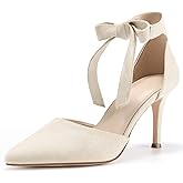 Womens High Heel Pointed Toe Pumps Ankle Tie Classic Office Special Dress Party Shoes