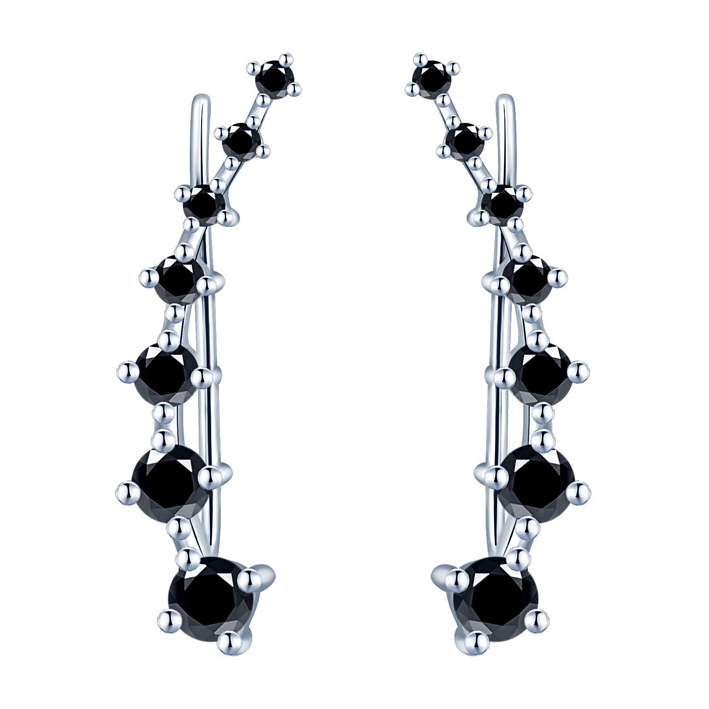 Ear Crawler 925 Sterling Silver Cubic Zirconia Cartilage Ear Crawler Stud Earrings for Girls Women — image 1