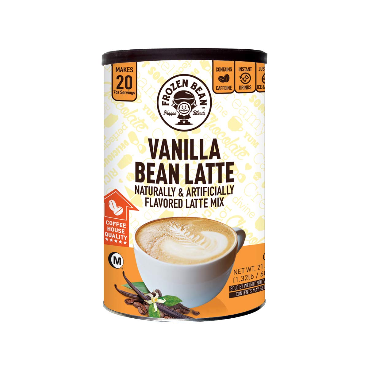 Frozen Bean, Vanilla Bean Latte Deluxe Frappe Coffee MIx