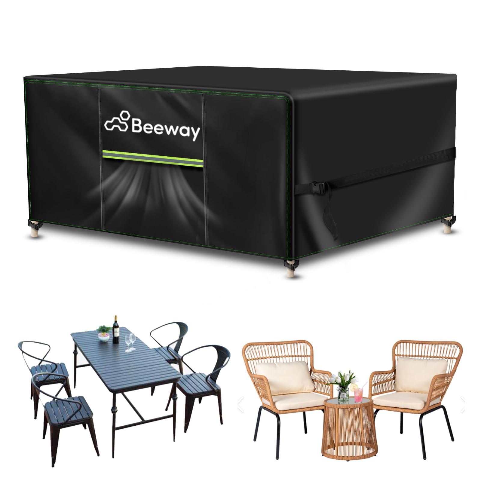 BEEWAY Garden Furniture Cover With Air Vent, Waterproof Patio Rattan Sofa Table Chair Set Cover - 420D Oxford Fabric, Windproof - 120x90x72cm