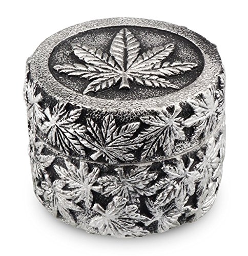 Formax420 Leaf Design Resin Tobacco Grinder 2 Inch 3 Parts Green and Silver Send Random