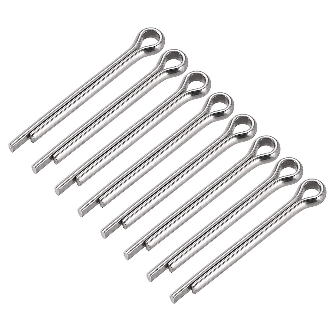 sourcing map Split Cotter Pin - 6mm x 50mm 304 Stainless Steel 2-Prongs Silver Tone Fastener Clip Key 8Pcs