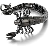 Klapgo 316L Stainless Steel Scorpion Centipede Mens Bracelet Bangle Vintage Punk Silver Black Gold Bracelet for Men Polished Mens Jewelry Gift for Him