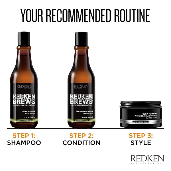 REDKEN BREWS DAILY SHAMPOO FOR MEN – LIGHTWEIGHT HYDRATING CLEANSER FOR ALL MEN’S HAIR TYPES, ADDS MOISTURE AND SHINE TO DRY HAIR, 33.8 FL OZ