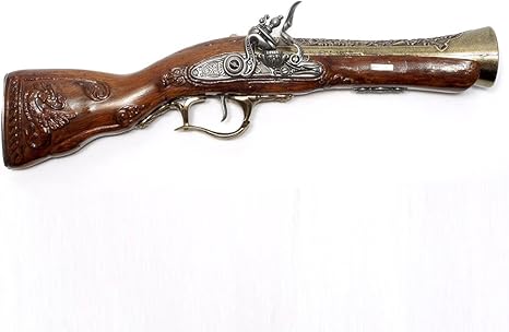 Amazon Co Jp スペイン製 フリントロック式 中世 古式銃 西洋武具 レプリカ ピストル シルバーバレル 合金製 モデルガン 猟銃 ライフル 拳銃 46cm Sko 1068br ホーム キッチン