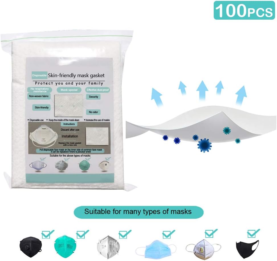 Azcczzii 100 PCS Respirator Mask Filters, PM2.5 Mask Filters Replacement Filter Fits for Mesh or Neoprene Dust Mask