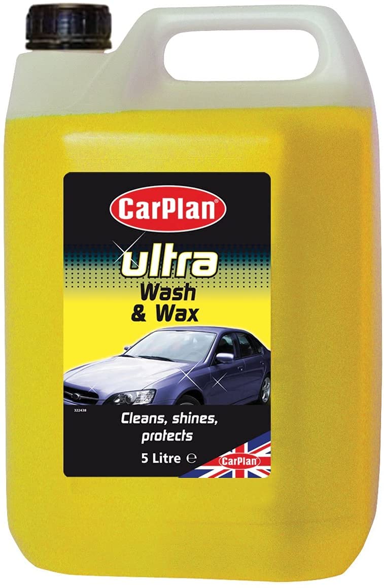 CarPlan POL102 Car Wash Shampoo and Wax Protective Layer 5L Ph Neutral 5 Litre Detailing Cleaner Care Vehicle Cleaning Soap - Remove Dirt Road Grime Streak Free Showroom Shine Finish