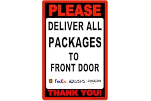 WAGSUO Metal Aluminum Sign 12x8in Please Deliver All Packages To Front Door Thank You Tin Composite Outdoor Delivery Custom S