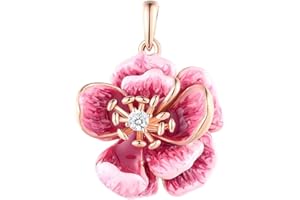 Santuzza 925 Sterling Silver Handmade Enamel Flower Pendant for Women