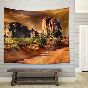 Beautiful Image of a Road Through Monument Valley - Fabric Wall Tapestry Home Decor - 51x60 inches