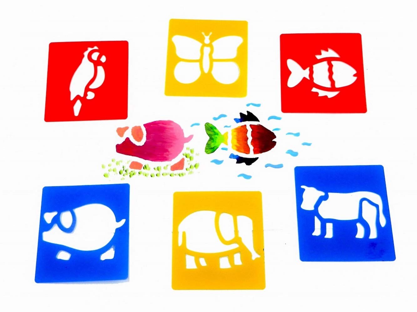 Washable Plastic Stencils - Animal Themed - 15cm x14.5cm - Childrens Arts and Crafts