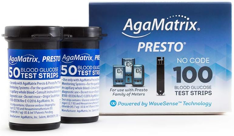 AgaMatrix Presto Test Strips, 100 Count Box: Health & Personal Care