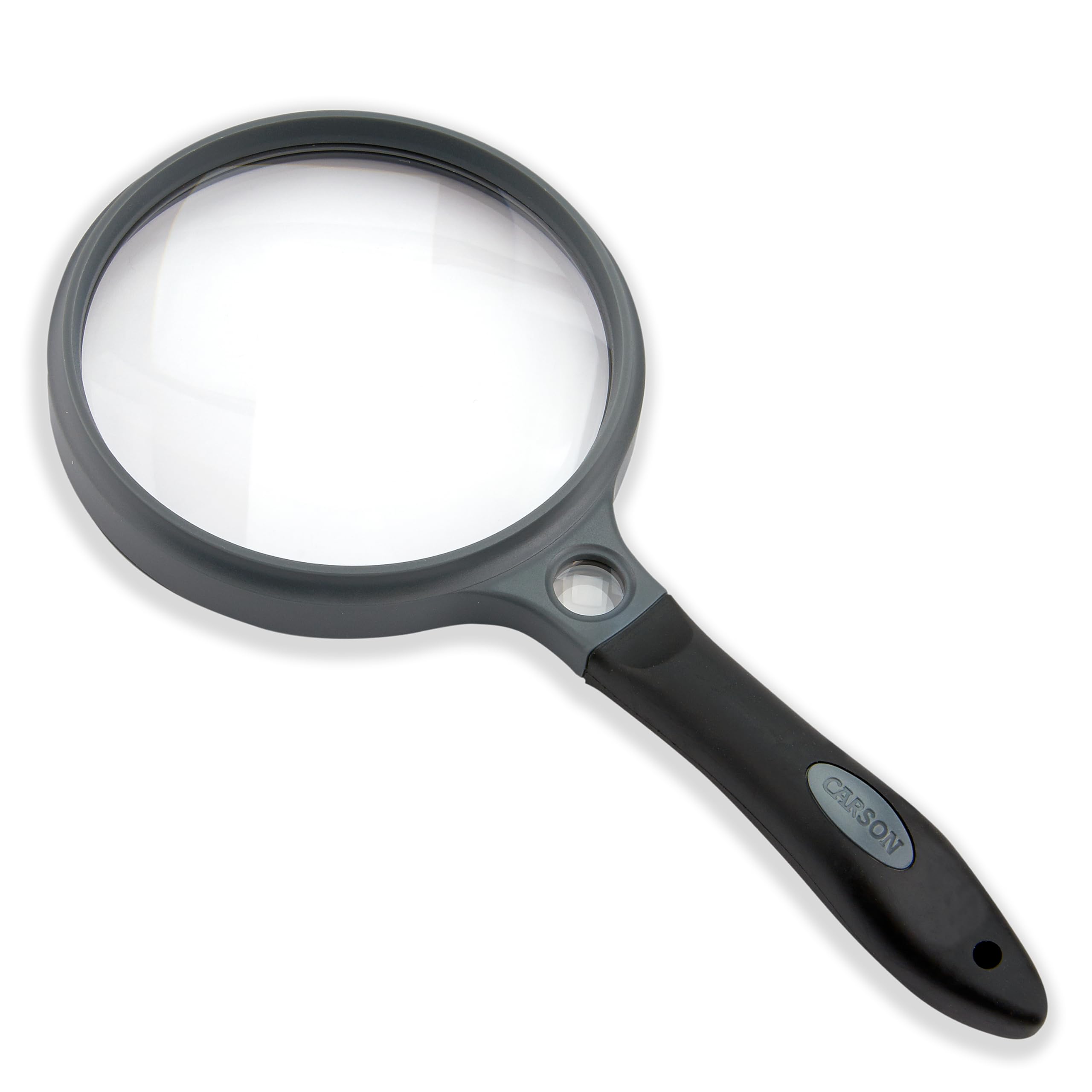 Carson SureGrip Rubberized Soft Grip Hand-Held Magnifier with 2x Acrylic Lens and 11.5x Spot Lens