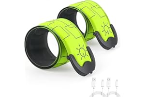 LOBKIN Safety Bracelets, LED Slap Armband Kids Walking at Night Safe LED Light Wrist Light Reflective Belt, Magic Band Running Lights for Runners