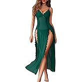 Avidlove Women Lingerie Lace Babydoll Chemise Sexy Mesh Nightdress V Neck Nightwear Side Split Nightgown
