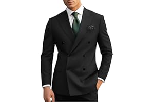 Wangyue Mens Suits Double Breasted Suit Men Slim Fit 2 Piece Wedding Prom Double Breasted Blazer Groom Suit Pants Sets