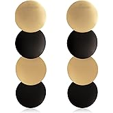 QUSIJIA Gold Black Fashion Long Statement Drop Earrings Multi Heart Drop Dangle Earrings Geometric Drop Earrings For Women