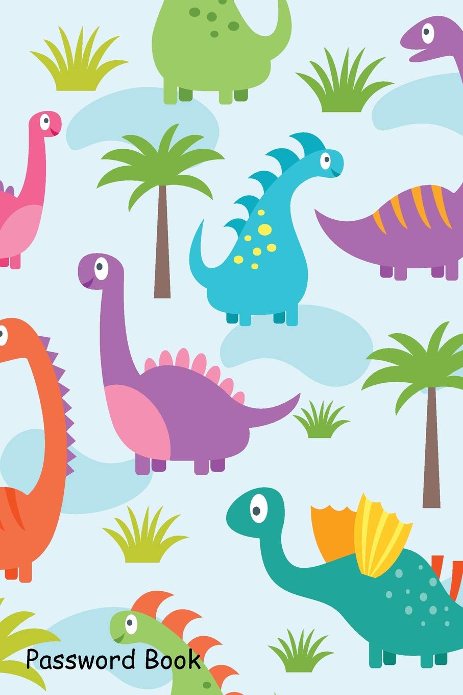 Password Book: Include Alphabetical Index With Blue Dinosaurs Pattern