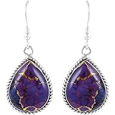 Purple Turquoise Earrings Sterling Silver 925