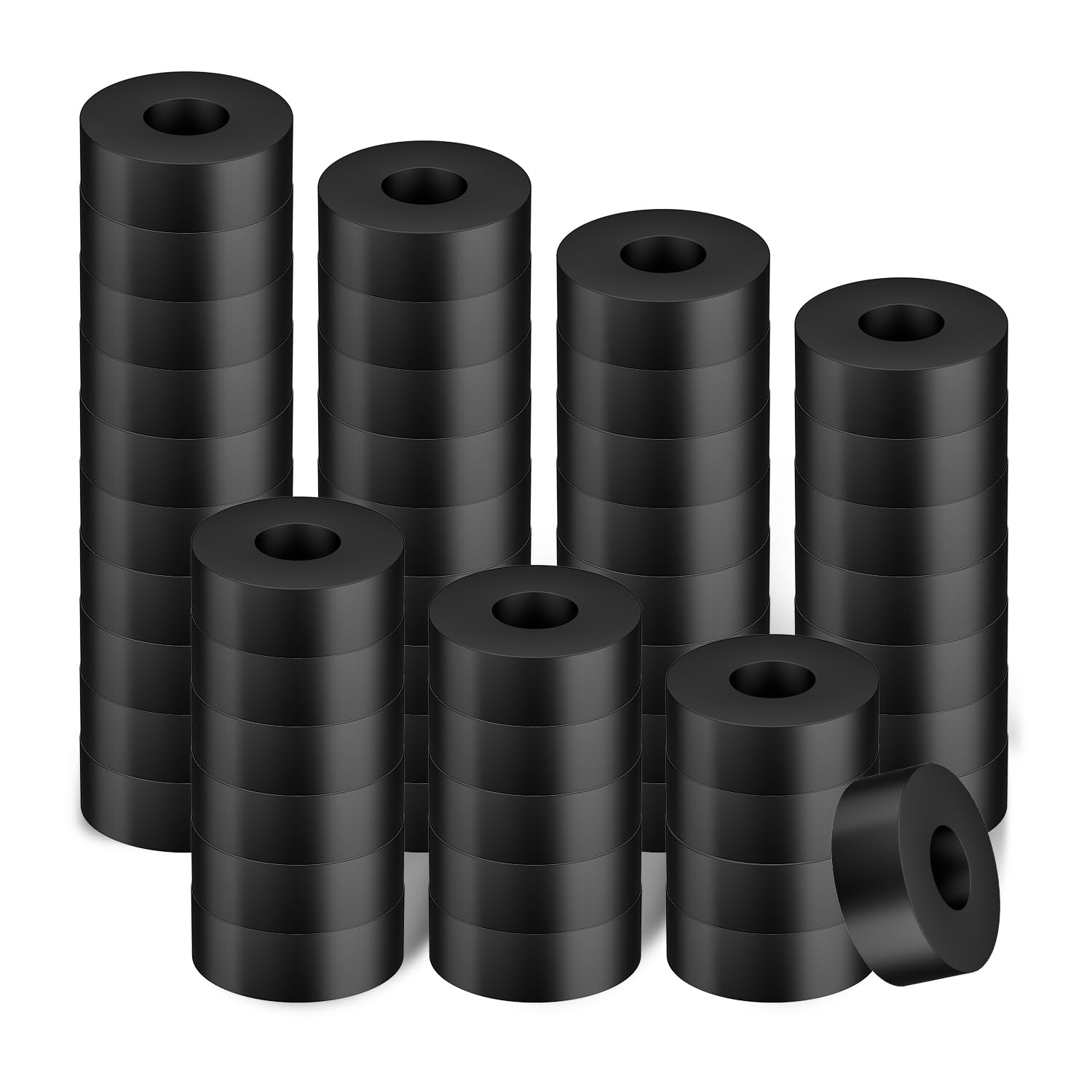 SAVITA 50pcs Thick Rubber Washers, 3/4 inch OD 1/4 inch ID 1/4 inch Thickness Rubber Spacers Vibration Damping Pads Flat Rubber Isolator Washers Rubber Grommets Rubber Spacer Bushings